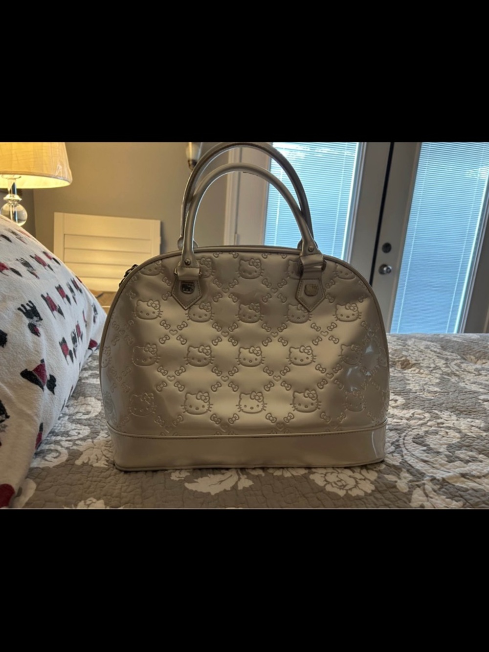 Vintage Hello Kitty Embossed Dome Satchel Bag in Cream